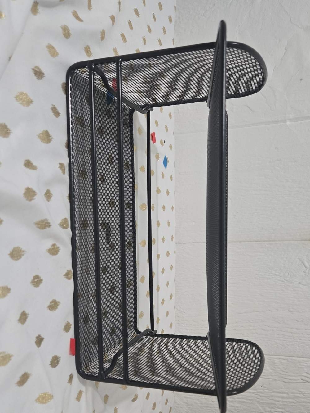 Black Mesh Two-Tier Desk Shelf Organizer